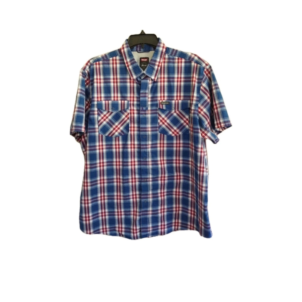 Wrangler Outdoor Utility Shirt Men's Sz 2XL Western Plaid Pockets Logo